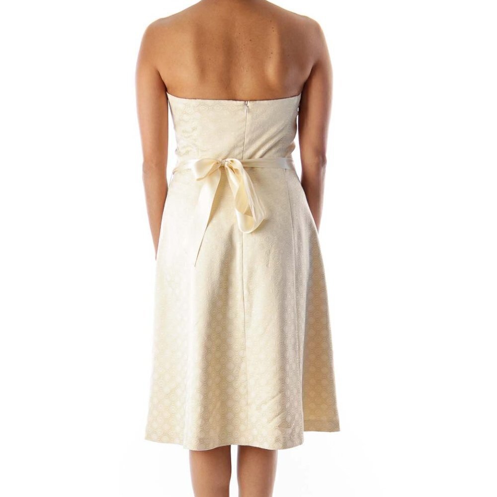 White House Black Market Beige Brocade Dress - Picture 3 of 3